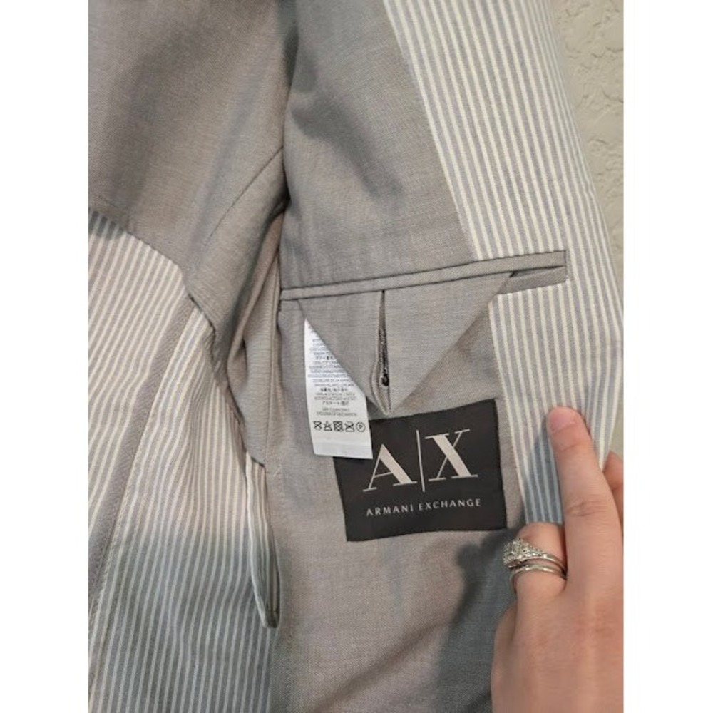Armani Exchange Light Grey Striped Suit Jacket - Picture 7 of 8